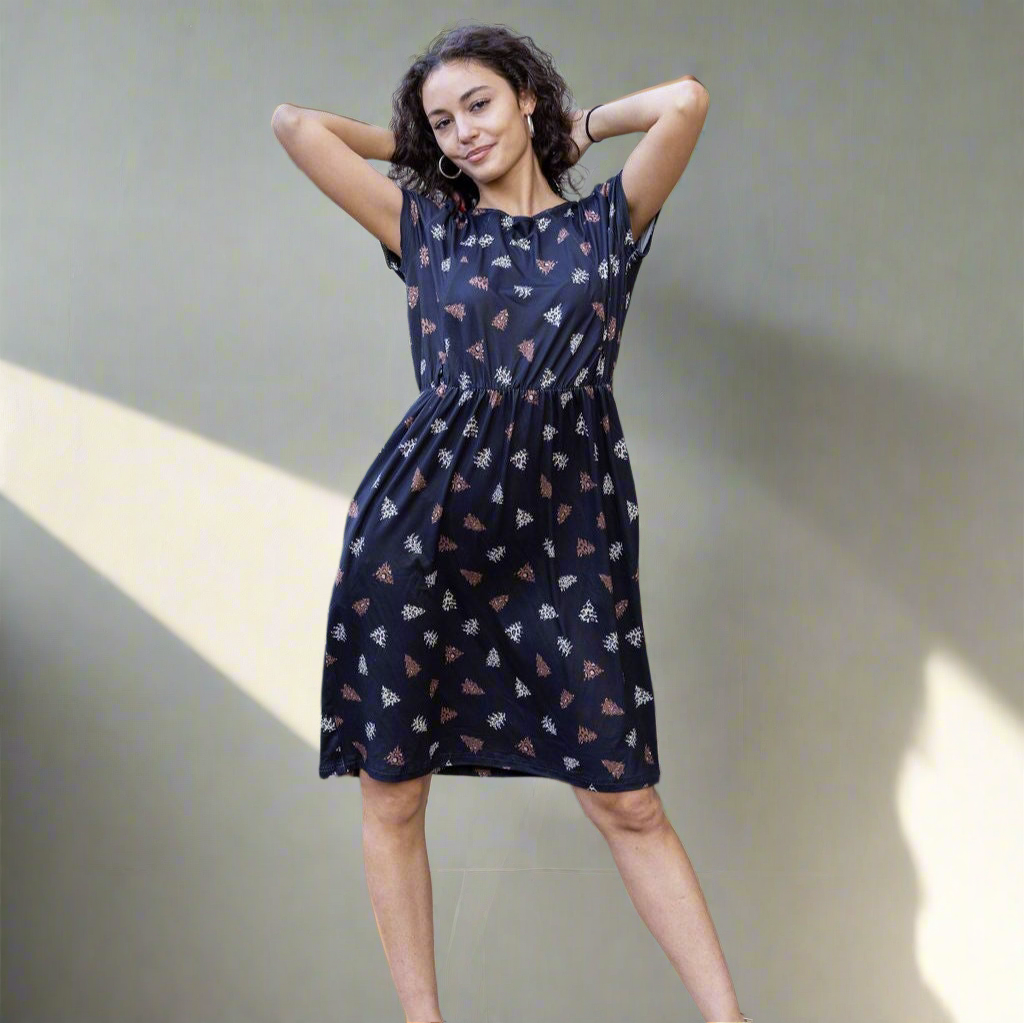 Brown Leopard Knee Length Breastfeeding Dress | Nursing Dress | MilkyMoon