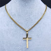 JYTF Gold-Tone Stainless Steel Cross Pendant Necklace