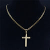 JYTF Gold-Tone Stainless Steel Cross Pendant Necklace
