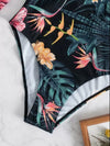 Women’s Floral High-Neck Backless Long-Sleeve Swimsuit