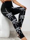 Women’s High-Waisted Bow Rhinestone Leggings