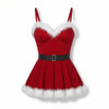 Deluxe Lady Velvet Santa Claus Xmas Costume Christmas Red Suit Cosplay Carnival Halloween Party Fancy Dress