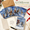 12Christmas Greeting Cards With Envelopes,Winter Snowy Wildlife Animals,Ideal  Winter Themed Party Favors Christmas Greeting Use