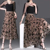 Women’s Floral Appliqué Mesh Midi Skirt