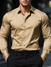 New Men Shirt Elegant Fashion European Long Sleeve Classic Smart Casual Elastic Anti-pilling Male Business Dress Shirts