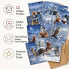 12Christmas Greeting Cards With Envelopes,Winter Snowy Wildlife Animals,Ideal  Winter Themed Party Favors Christmas Greeting Use