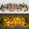 Christmas Ornament Village Houses LED Light Collectible Figurines Snow Blanket Desktop Decoration Town Scene Xmas New Year Gift