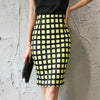 Women’s High-Waist Checked Pencil Skirt