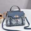 T0255 Women’s PU Zip-Up Handbag with Patchwork Styling