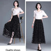 Women’s Floral Appliqué Mesh Midi Skirt