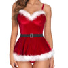 Deluxe Lady Velvet Santa Claus Xmas Costume Christmas Red Suit Cosplay Carnival Halloween Party Fancy Dress