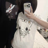 Women T Shirts Cartoon Printed Funny Couple Sweet Short Sleeve O Neck Loose Y2k Harajuku Tops Female Casual Tshirt Streetwear