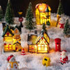 Christmas Ornament Village Houses LED Light Collectible Figurines Snow Blanket Desktop Decoration Town Scene Xmas New Year Gift