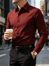 New Men Shirt Elegant Fashion European Long Sleeve Classic Smart Casual Elastic Anti-pilling Male Business Dress Shirts