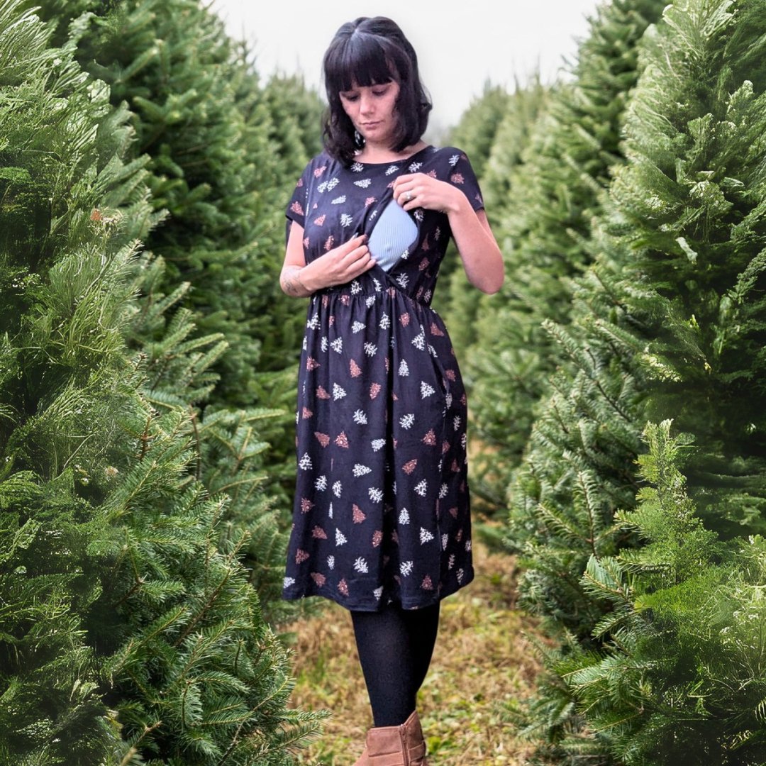 Brown Leopard Knee Length Breastfeeding Dress | Nursing Dress | MilkyMoon