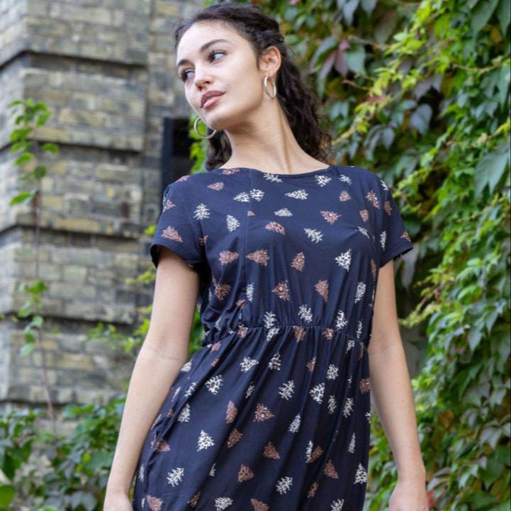 Brown Leopard Knee Length Breastfeeding Dress | Nursing Dress | MilkyMoon